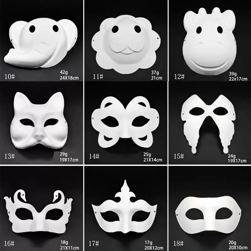 Stock Makeup Dance White Masks Embryo Mould DIY Painting Handmade Mask Pulp Animal Halloween Festival Party Masks White Paper Face Mask