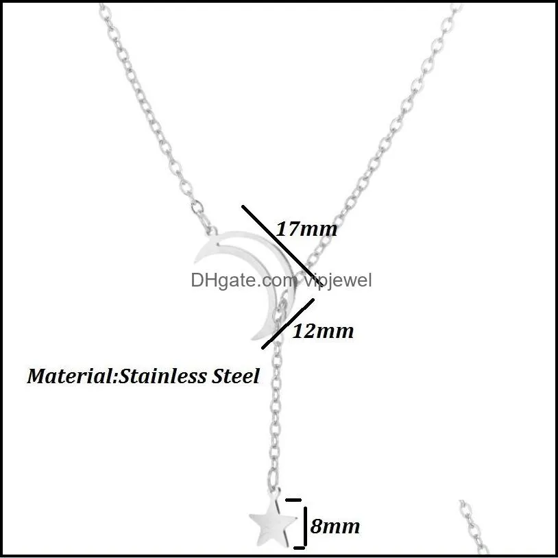 fashion no tarnish gold silver stainless steel moon and star necklace for women wholesale n2108078