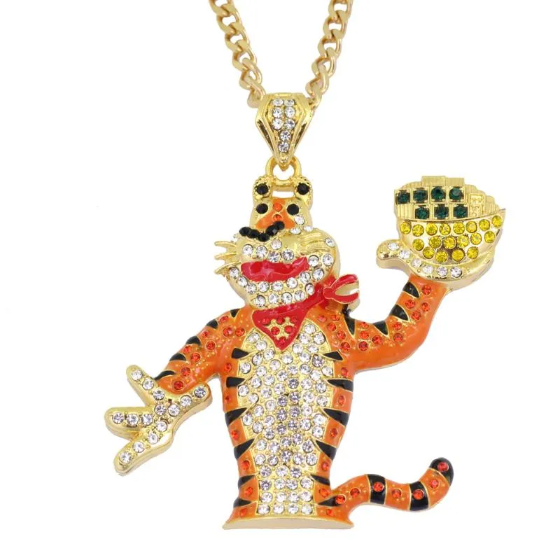 Hänge halsband Hip Hop Micro Pave Colorful Zircon Cute Tiger Out Men Women Fashion Gift Jewelry Neckpendant Necklazespendant