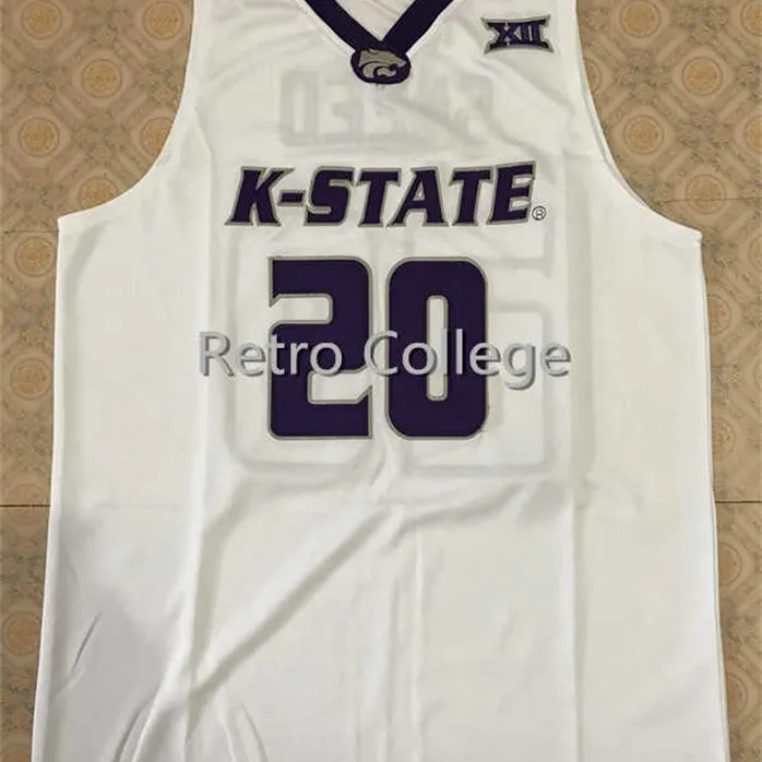 SJZL98＃20 Xavier Sneed Kansas State Wildcats College Basketball Jerseyトップクオリティ100％ダブルステッチ任意の名前と番号をカスタマイズする