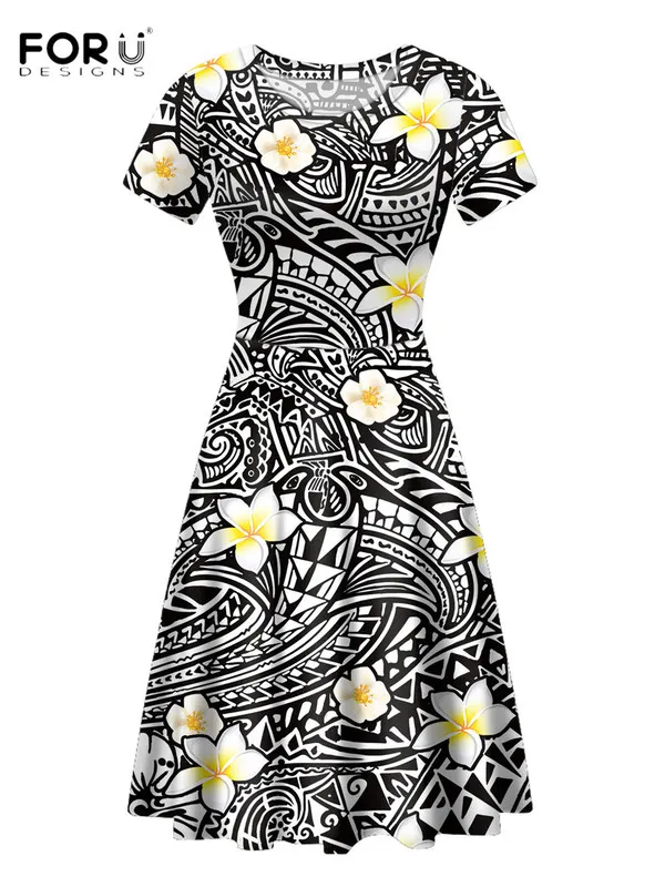 FORUSEDIGNS Vintage femmes robe De soirée Hawaii polynésien fleur imprimé dame décontracté robe Midi hauts courts femmes robes De Verano 220630
