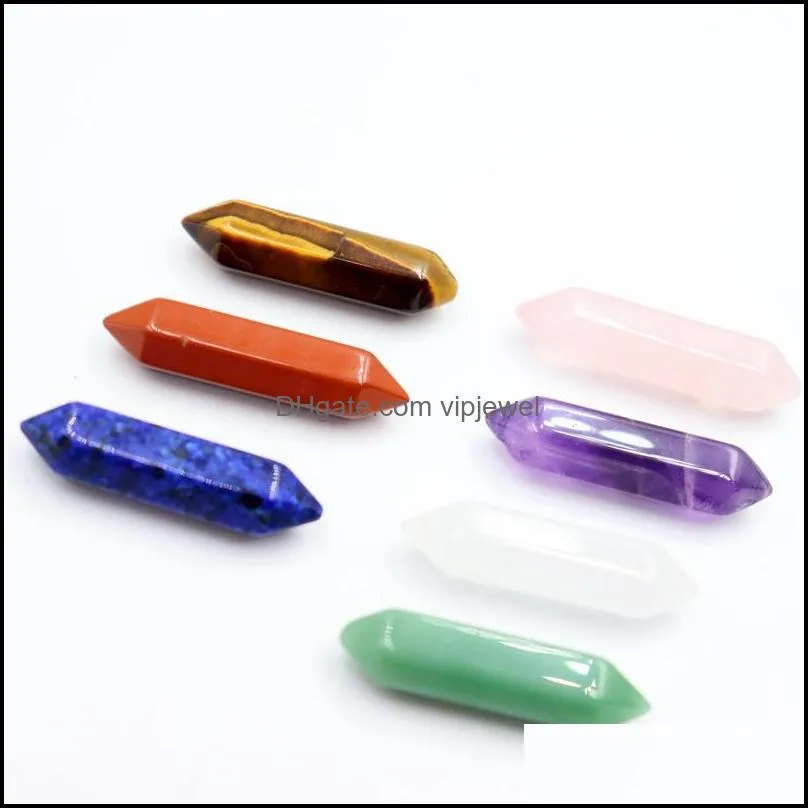 7 chakra set 8x32mm reiki natural stone crystal stones polishing amethyst rose quartz yoga energy bead chakra healing vipjewel