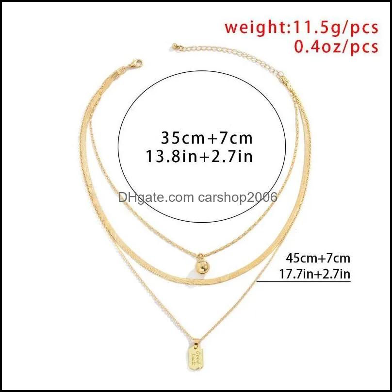 pendant necklaces punk multilayer flat blade snake chain choker neckalce for women fashion geometric round ball letter collier jewelry