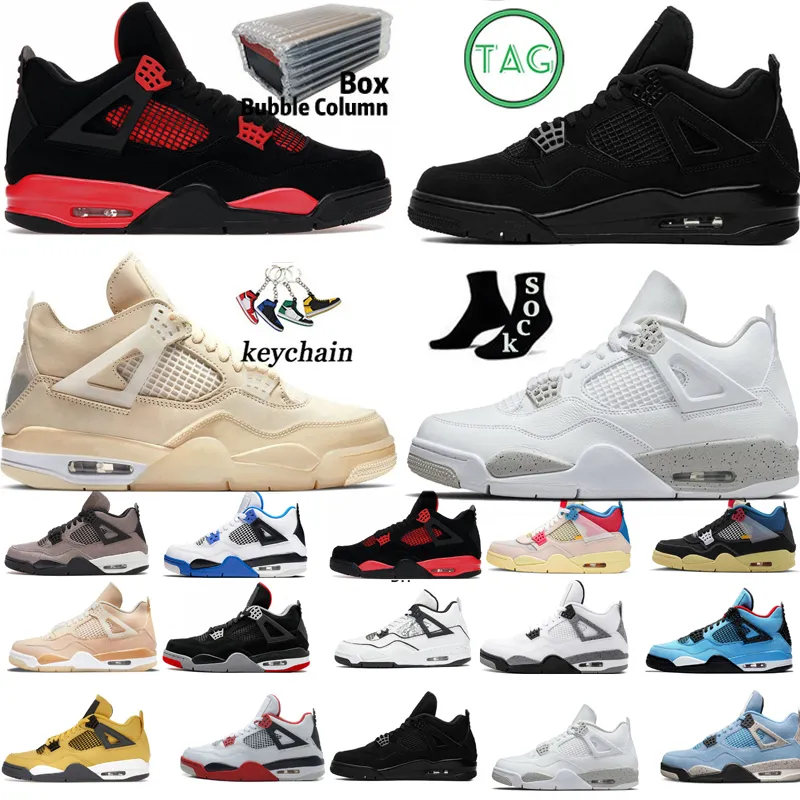 Sail Oreo Black Cat 4 4s Heren Basketbalschoenen University Blue Fire Red Thunder White Cement Bred Tour Yellow Motorsports Metallic Heren Sport Dames Sneakers Trainers