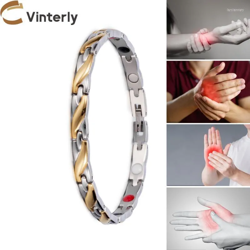 Link Chain Vinterly Health Magnetic Bracelet For Women Men Gold Twisted Germanium Hand Stainless Steel Charm Bracelets JewelryLink Lars22
