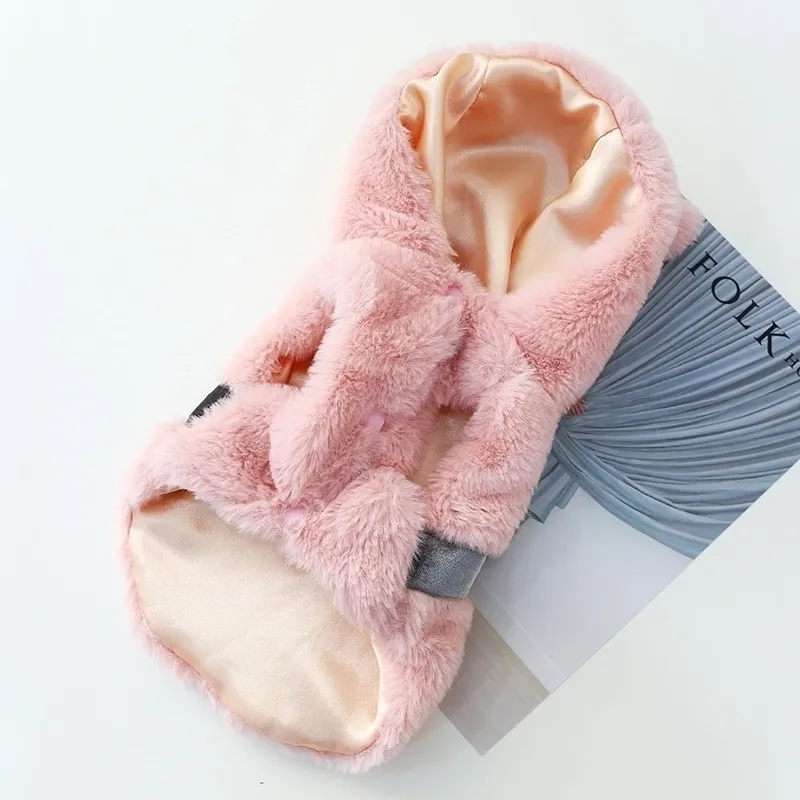 Cat Coat Soft Comfortable Pink Clothes Bowknot Autumn Winter Teddy apparel Leash hole Button Closure Girl Dog Hoodie Y200328