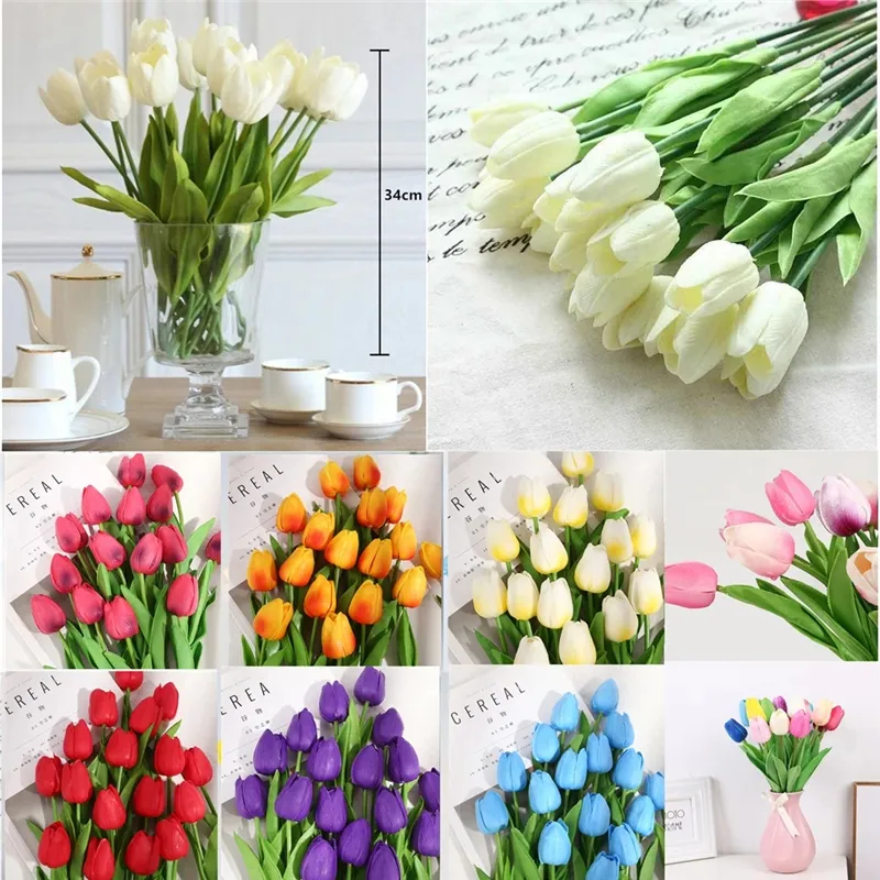 Kunstbloemen Tuin Tulpen Real Touch Flowers Tulpen Bouquet Decor voor thuisbasisdecoraties nepbloem