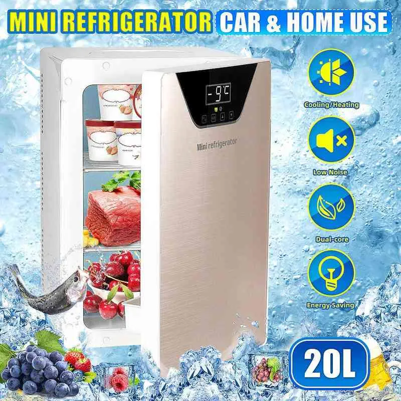 20L Car Fridge Low Noise Portable Auto Fridge Freezer Cooling Box Food Fruit Storage Fridge for Home Travel Camping AC+DC Power H220510