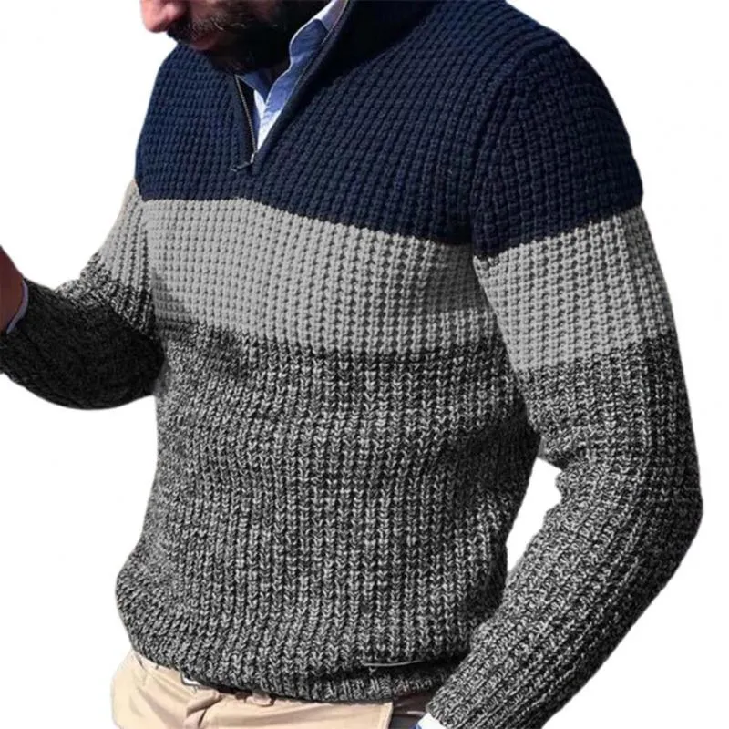 Heren Sweaters Ele-keuzes Mannen Kleding Trui Kleurenblok Gebreide Herfst Winter Rechte Warme Warme Jumper Kleding voor Dagelijkse slijtage