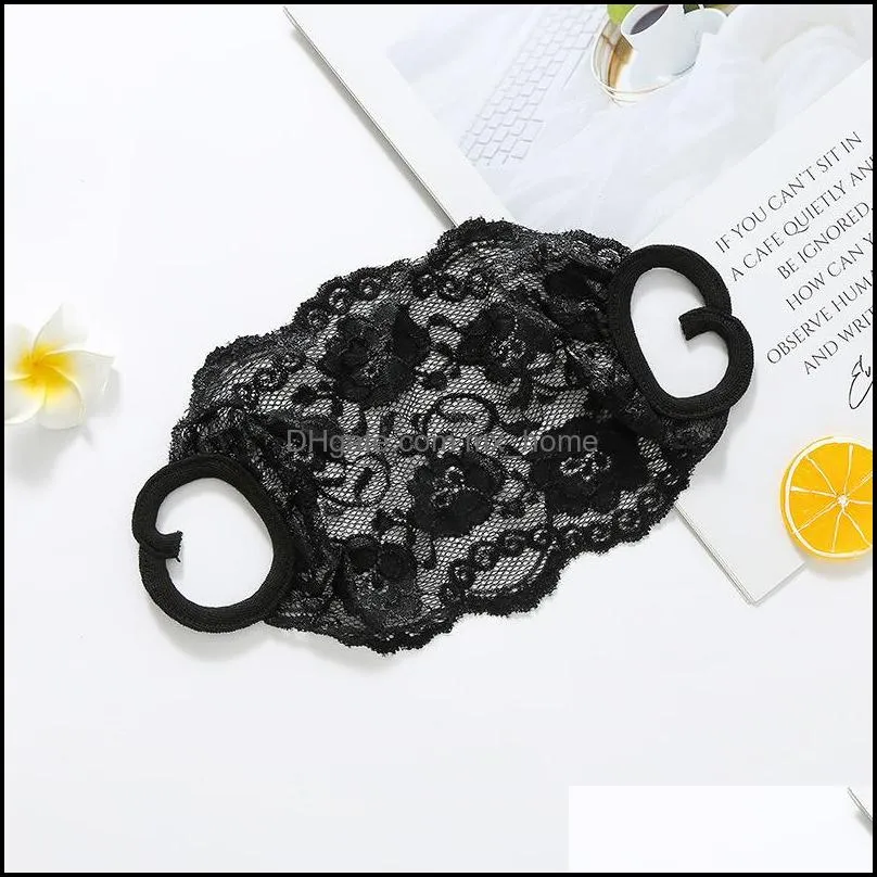 Washable Embroidery Lace Face Mask Adult Mouth Face Cover Fashion Comfortable Girl Black Party Masks Masque Black/White Party Masks