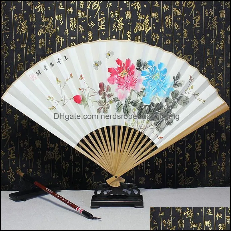 Other Home Decor A Hand-painted White Paper Fan Of Magnolia, Jade And Bamboo