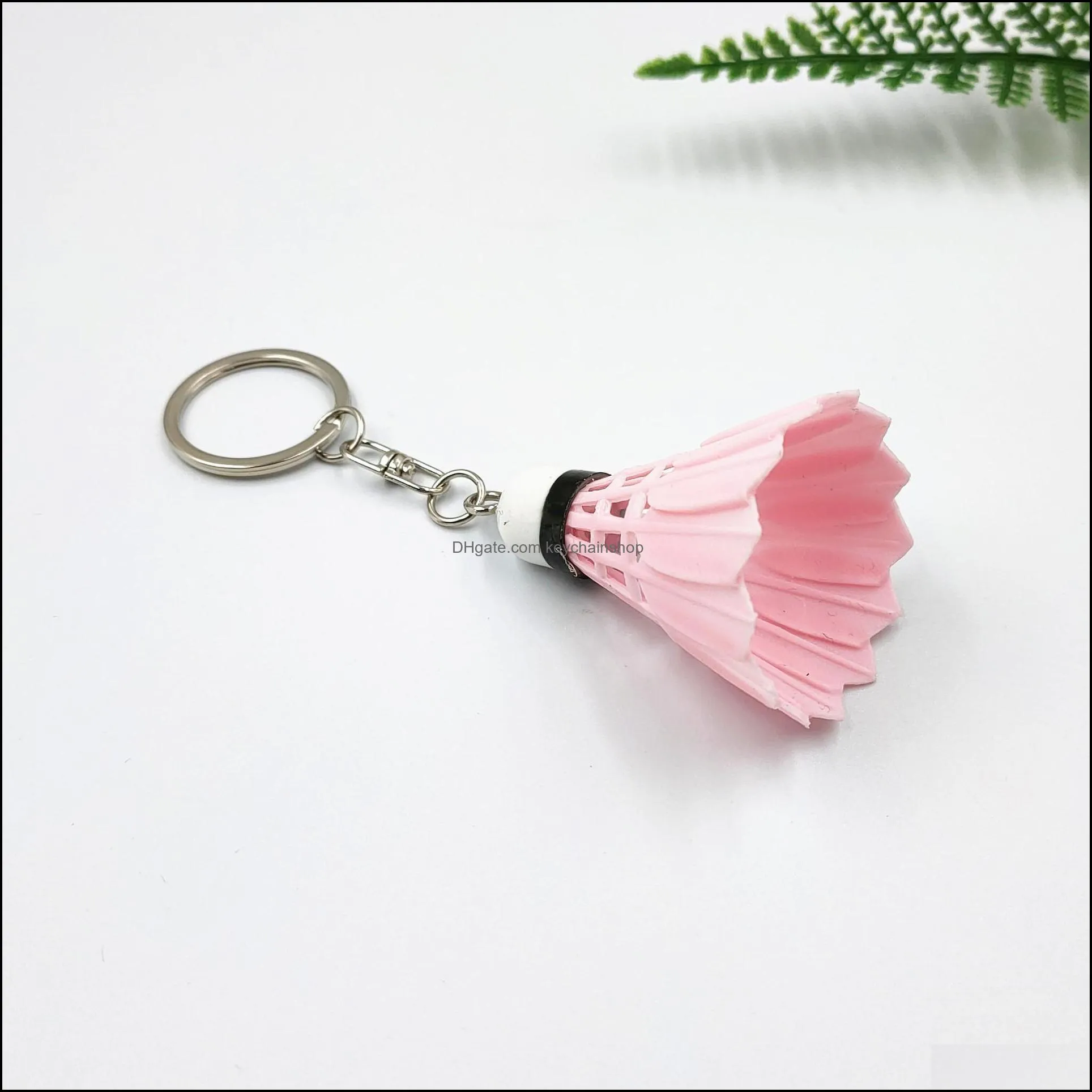 6 colors creative mnini pvc badminton keychains pendant sports small key chain bag charm car keyrings gift accessories