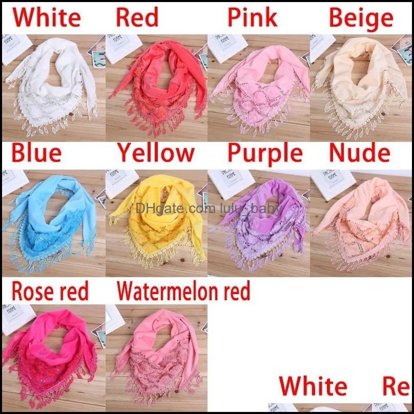 Autumn Triangle Lace Scarf Women Bandage Floral Scarves Shawl for Women Tassel Sequin Knit Veil Embroidered Tassel Shawl