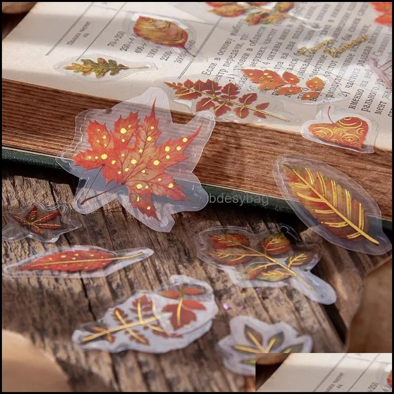 Gift Wrap Event Party Supplies Festive Home Garden Bronzing Leaf Stickers 2Pcs Pet Decorative Leaves Ae Dh9Yn