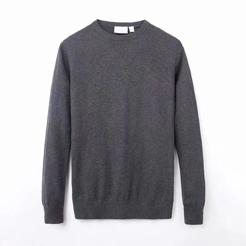 Embroidered Cotton Knit Pullover Mens O Neck Sweater, Lightweight