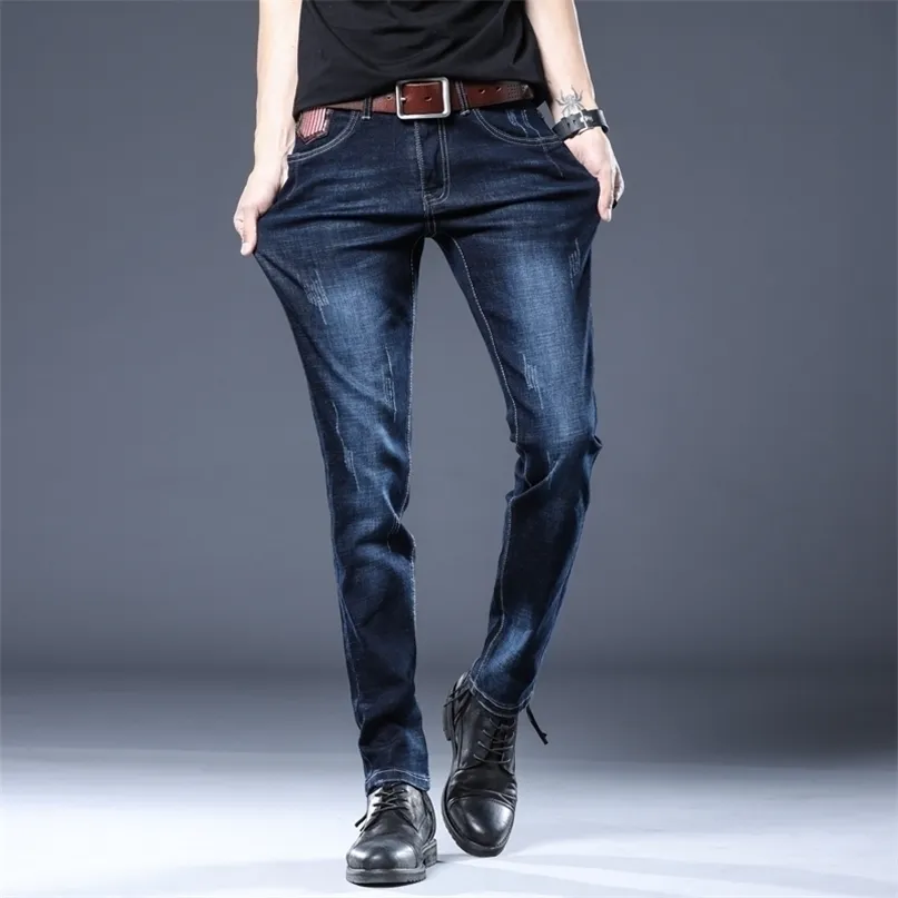 BROWON Brand Fashion Men Skinny Jeans Homme Mid Rise Long Pants Stretch s Pencil Slim Fit Plus Size 220328