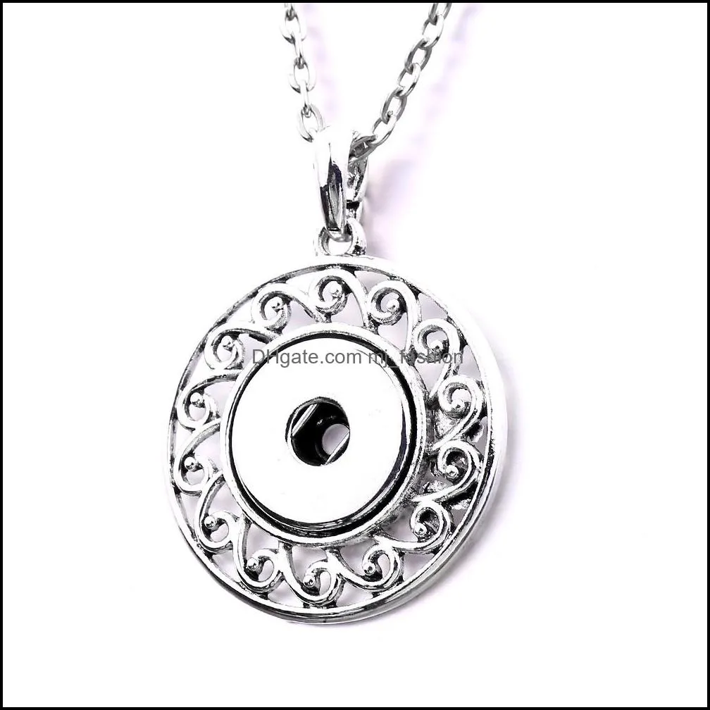 simple styles snap button necklace 18mm ginger snaps buttons hollow out charms necklaces for women jewelry