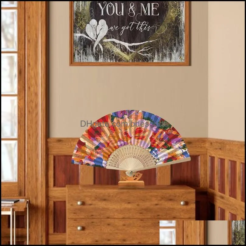 other home decor night view folding fans diy painting by numbers handmade art craft anime character digital oil drawing on canvas fan