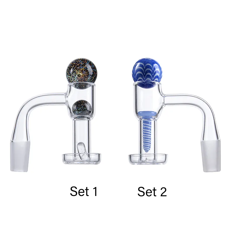 Quartz Banger With Glass Marble Glass Screw 2mm Thick Smoking Accessories Quartz Bangers Nail 45 90 Degree 10mm 14mm Male Joint Nails Dab Rig For Glass Bong GQB27