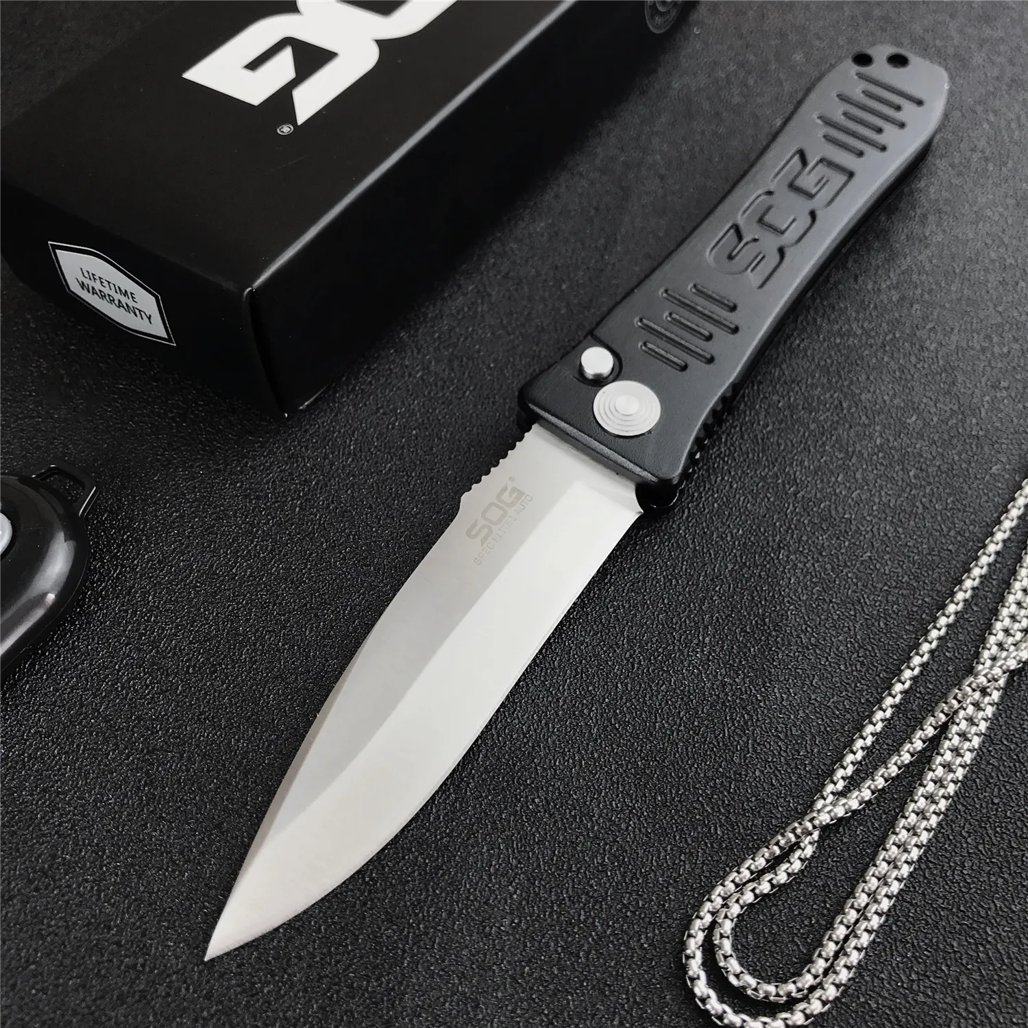 Tactical SOG Spec Elite Automatic Folding Knife 4" D2 Blade Black Aluminum Handle Outdoor Hunting Camping Survival Knives 535 9400 7800