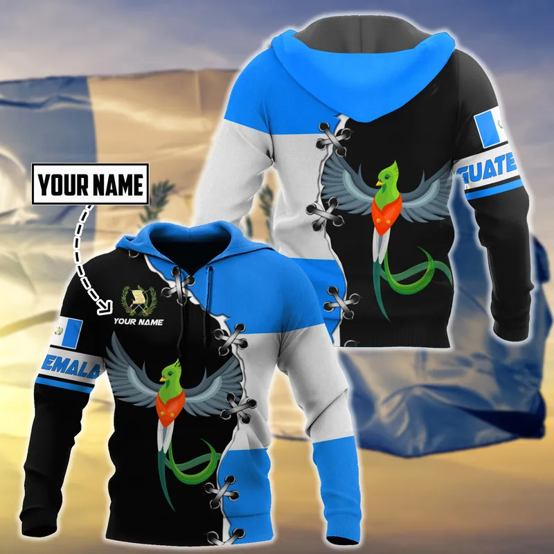 PLstar Cosmos 3DPrinted est Guatemala Flag Custom Name Unique Funny Hrajuku Streetwear Unisex Casual Hoodies Zip Sweatshirt 3 220714gx