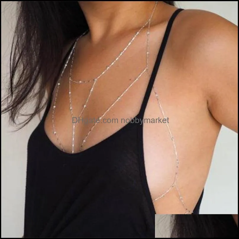 Other Body Jewelry Beach Crystal Chain Beaded Bikini Chains Gold Accessories For Women And Girls Drop Delivery 2021 T3Fnd