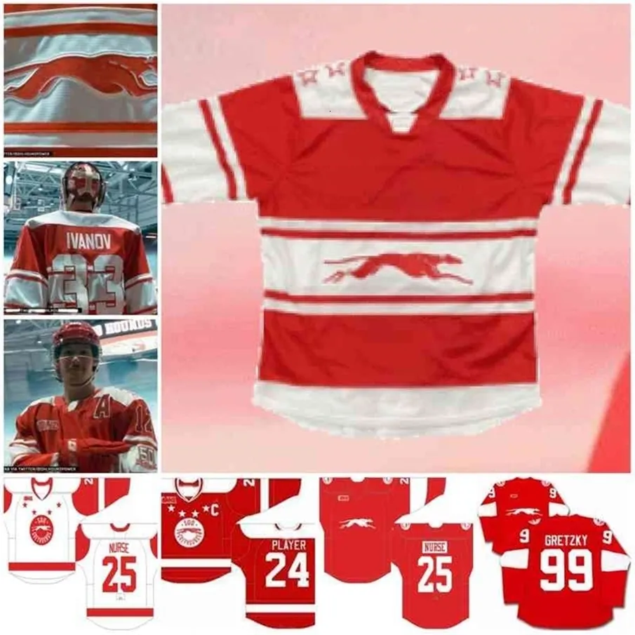 VipCeoSoo Maglia da hockey della terza uniforme dei Greyhounds 11 Joe Thornton 3 Cory Murphy 17 Jeff Gies 28 TOLCHINSKY 33 MUNRO Maglia da donna della gioventù