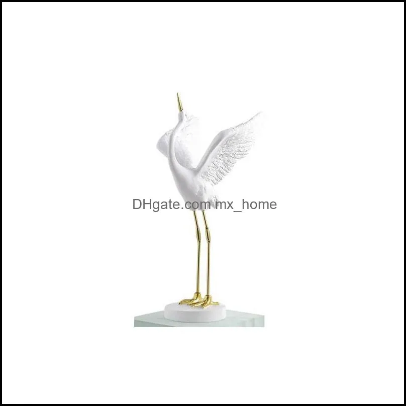 nordic simulation resin red crowned crane craft modern decorative objects figurines living room ornaments wedding decoration props home