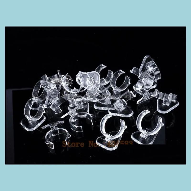100 pcs Clear view elastic-C circle Plastic Ring Display Stand Holder Rack Tabletop Decoration Stand MX200810