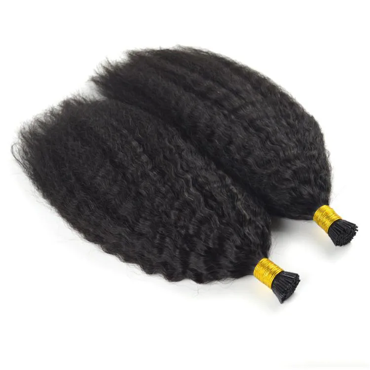 Hoogwaardige stok I Tip Hair Extensions 16-18 "0.8gr Strand 200Sstrands Lot Keratin Dikke Kinky Straight Indian Hair