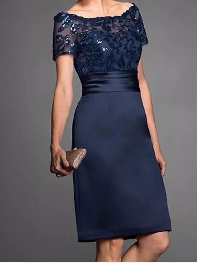 Azul Marino Oscuro Vestidos Cortos Para Madre De La Novia 2022