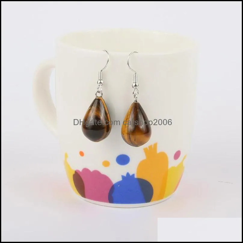 wholesale jewelry waterdrop earrings for ladies handmade natural stone drop-shaped earring mixed