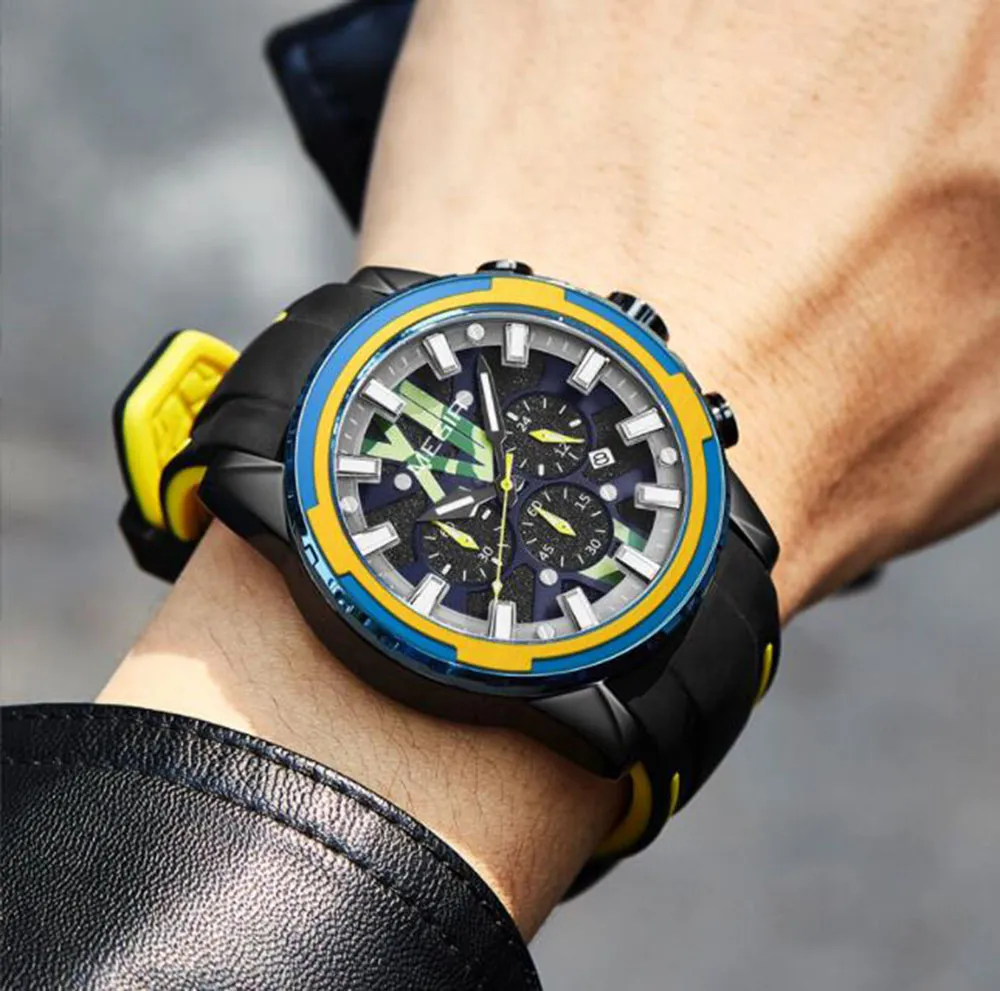 Atacos personalizados 2133 Men's Quartz Relógios Tide marca Casual Sport 30m Impermeável à prova d'água luminosa cronógrafo luminoso relógios de silicone