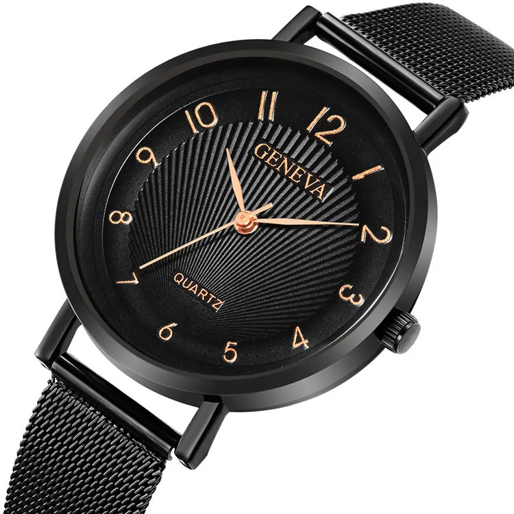 Geneva Women's Watches Luxury Mesh Straps Clock Classic Stainless Steel Fashion Casual Ladies Wristwatch Dropship