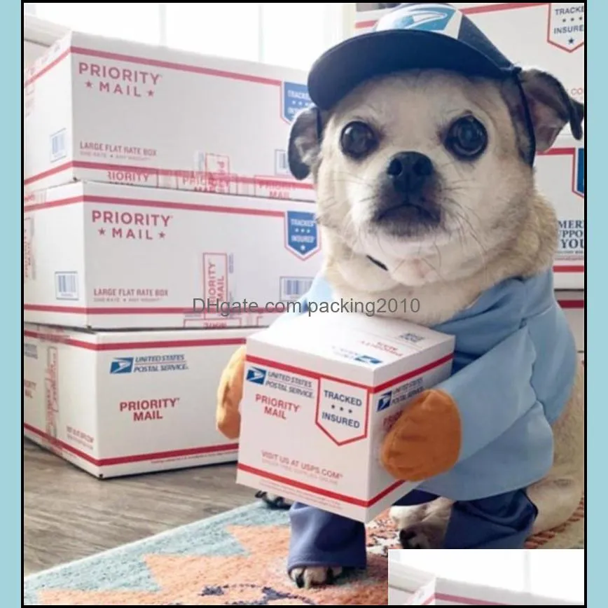 Dog Apparel Courier Cosplay Clothes Cat Funny Pet clothing Role playing Suit Express Package Pirate Suits Halloween Party