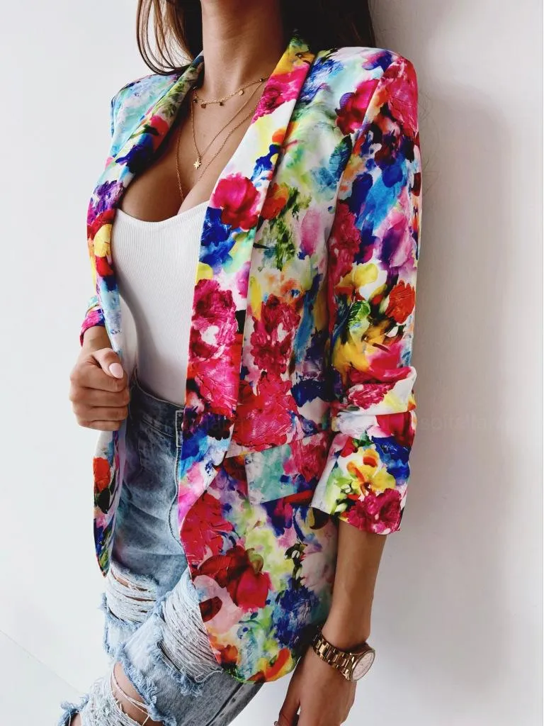 Flower blazer womens top
