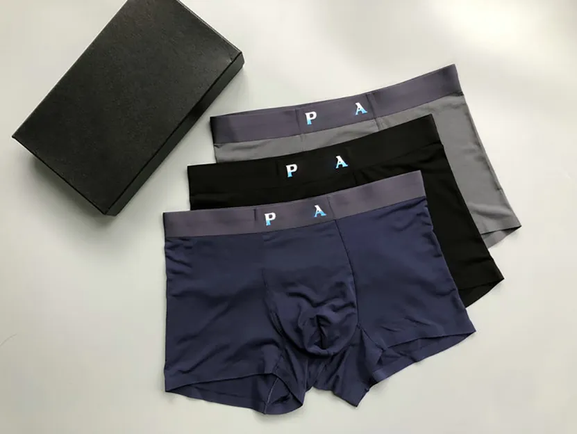 Herren-Unterwäsche, Boxer-Unterhose, Baumwoll-Unterhose, luxuriös, klassisch, lässig, bequem, atmungsaktiv, hochwertig, 3-teiliges Set mit Box, M-3XL