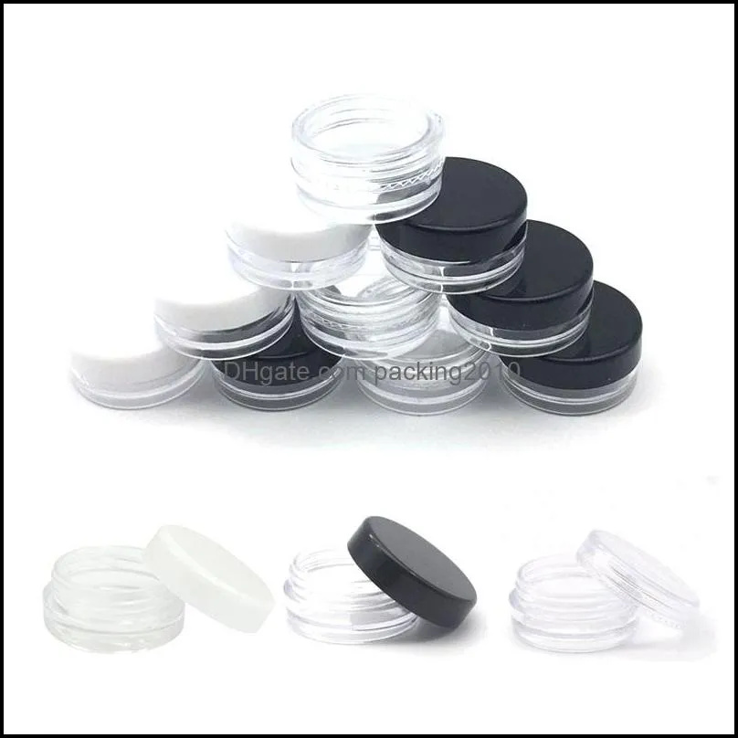 Lip Balm Containers 3G/3ML Clear Round Cosmetic Pot Jars with Black Clear White Screw Cap Lids And Small Tiny 3g Bottle