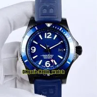 New Super Ocean Date PVD Black Steel Case M17368D71C1S1 Blue Dial Automatic Mens Watch Rubber Strap High Quality Gents Watches Hel269N
