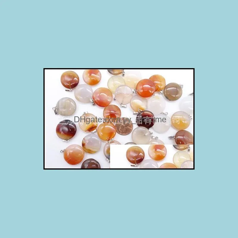 New Arrival 21mm Flat Round Shape Semi-Precious Natural Stone Beads Pendant Charm For Necklace Making Jewelry Accessory