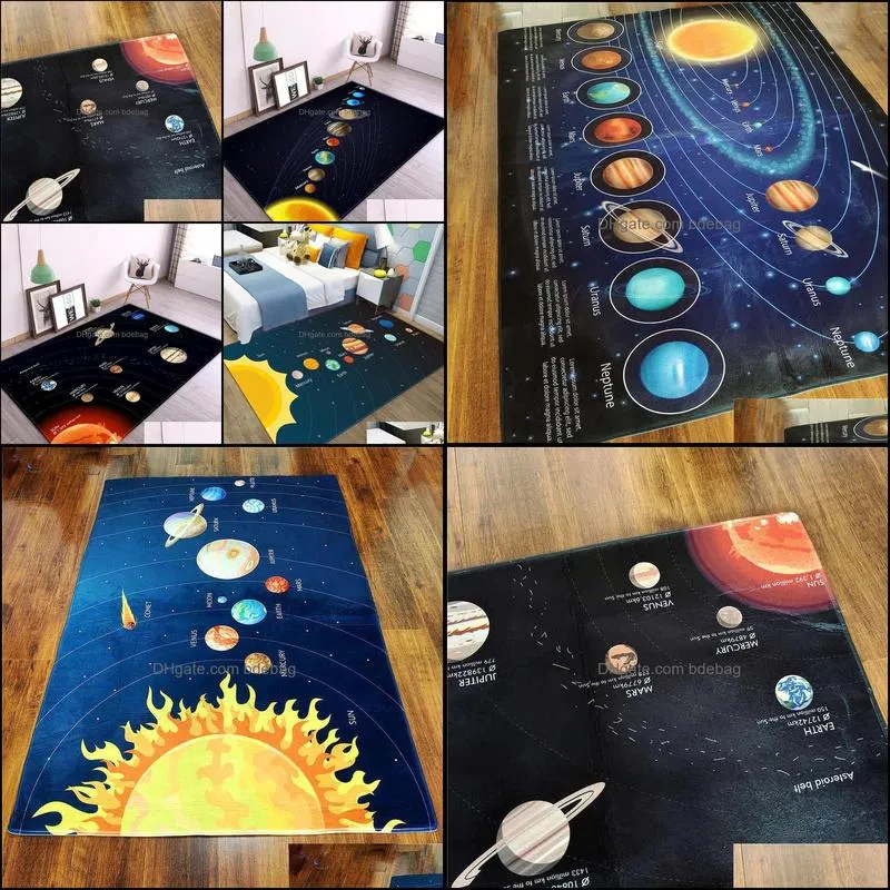 3D Solar system Children Room Carpet Space Planet Rug For Boy Bedroom Anti-slip Mat Bathroom Home Decor Play Crawling Floor Mat 220329