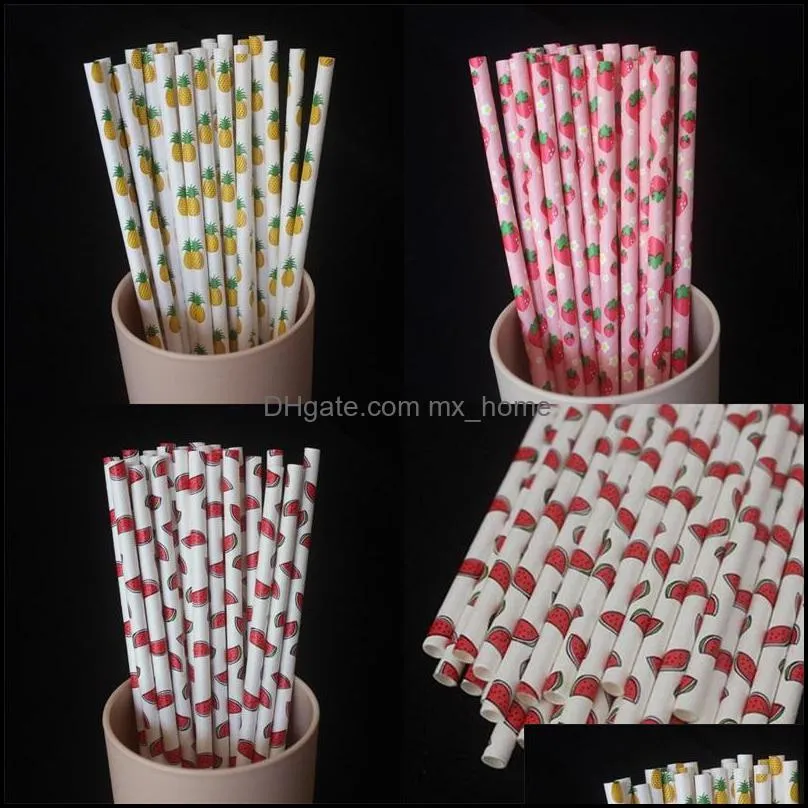 Disposable St Kraft Paper Drinks Cartoon Fruits Sts Environmental Protection Party Decorate Pine 0 04Ys M2 Drop Delivery 2021 Cups Kitchen