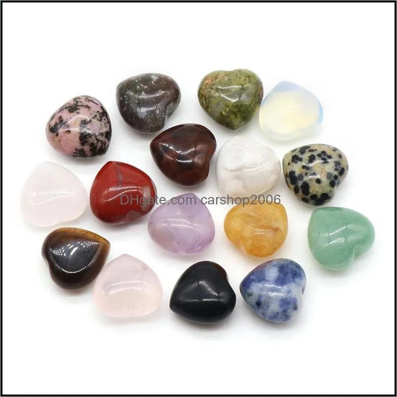 Natural Crystal Stone Ornaments Carved 15*10MM Heart Chakra Reiki Healing Quartz Mineral Tumbled Gemstones Hand Home Decor