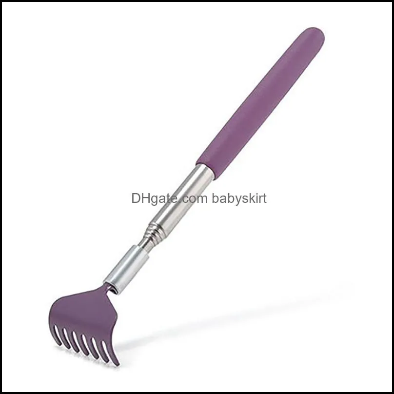 BS002 Stainless Steel Back Scratcher Telescopic Portable Adjustable Size Extend Itch Aid Scratch Tool With Soft Grip