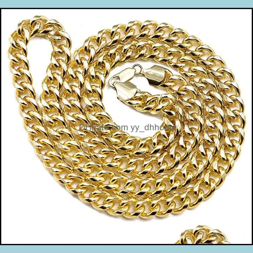 80cm 1.2cm gold silver plated long chain hip hop necklace for men women pendant jewelry