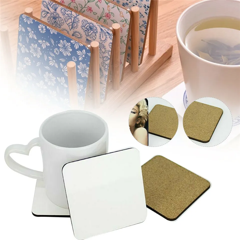 Sublimacja puste podstawki DIY DIY OKŁADKOWE Kształt Naturalny kork Coaster Herbata Izolacja herbata Sublimacja Płyt Slip Sxjun1