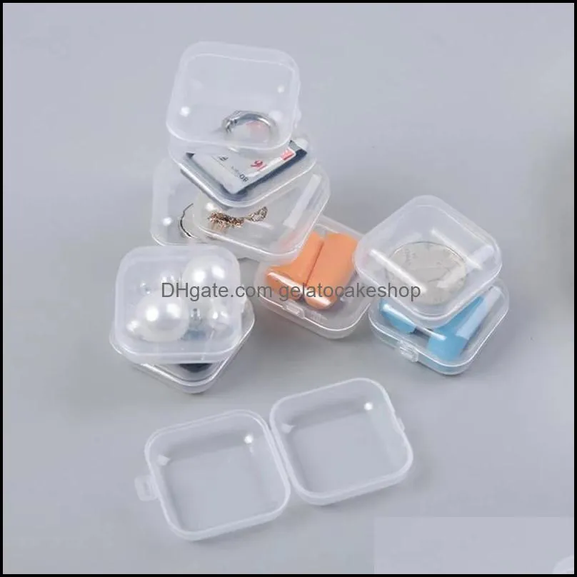 mini clear plastic small box jewelry earplugs storage box case container bead makeup transparent organizer