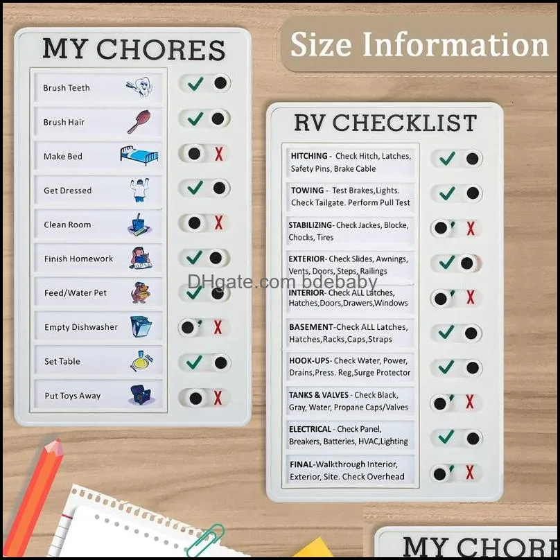 Multi purpose Wall Hanging Checklist Memo Boards Notes Adjustable My Chores Checklist Board for RV Home School Classroom