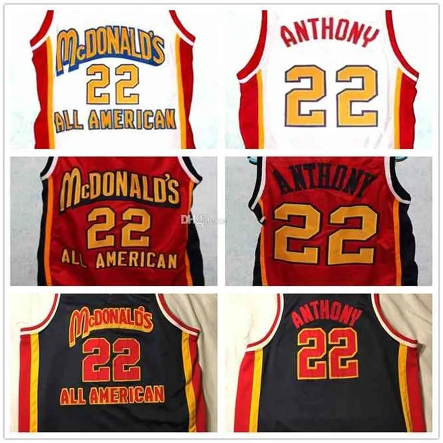 Nikivip All American Carmelo Anthony #22 Basketball Jersey White Red Navy Blue Retro Mens Stitched Custom Any Number Name Jerseys