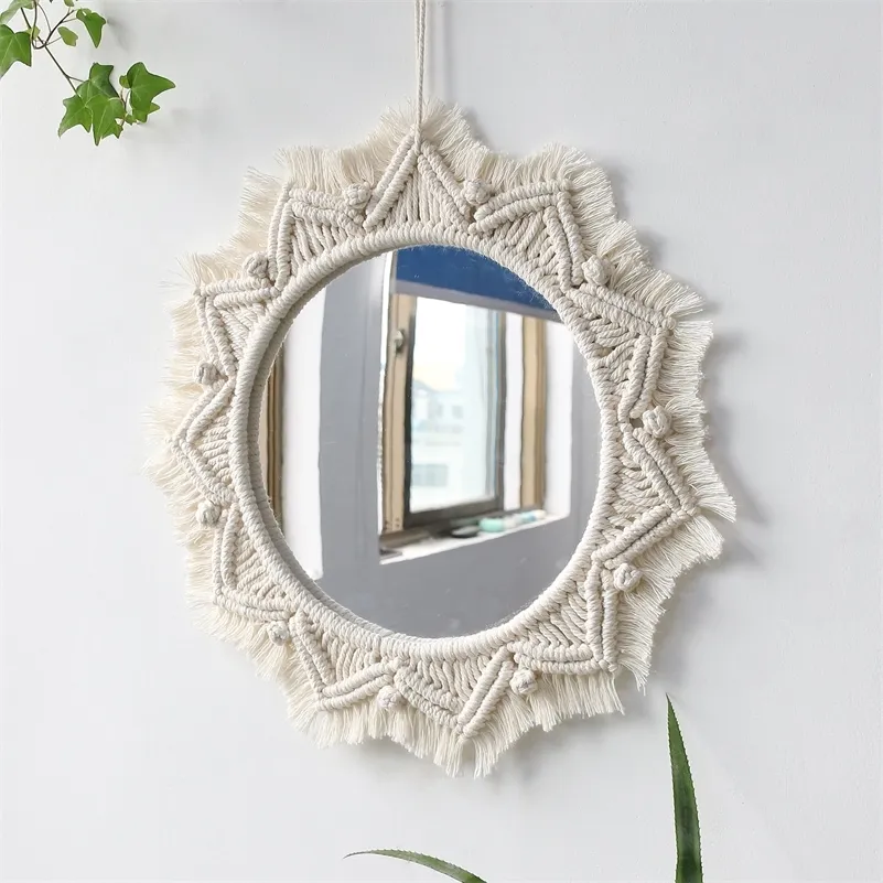 Espejo Redondo De Macramé Bohemio, Decoración Estética Para Habitación, Pared  Colgante Para Dormitorio, Sala De Estar, Decoración De Casa 220512 De 11,02  €